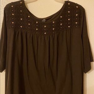 St. John’s Bay Brown Blouse with Neckline Detail